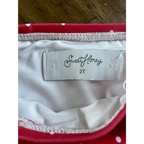 NWT SweeyHoney Milly Frilly Two Piece Swimsuit Red Cream Cherries Dot 18M/2T - Picture 5 of 10